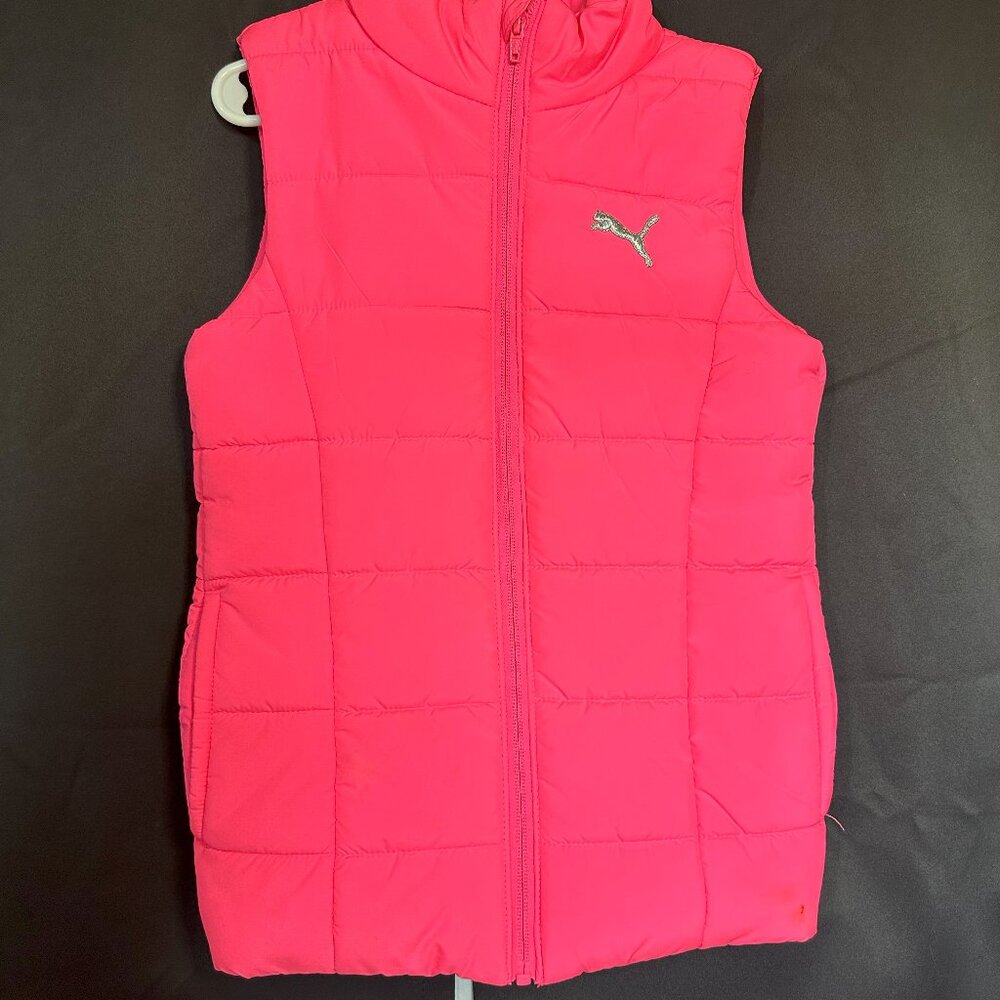 Kids Puma Bright Pink Zipper Vest small 7/8